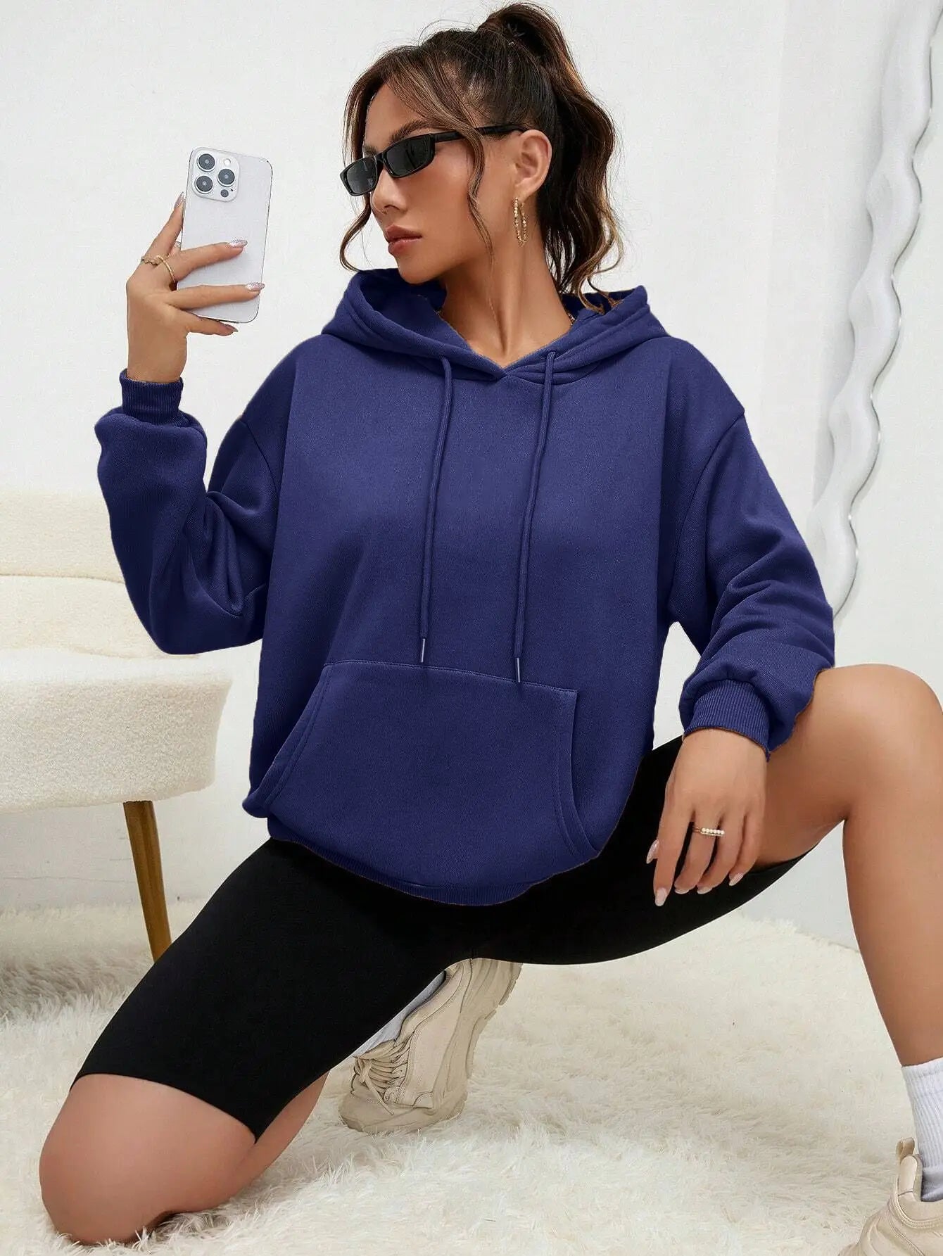 Unisex Solid Color Fleece Hoodie
