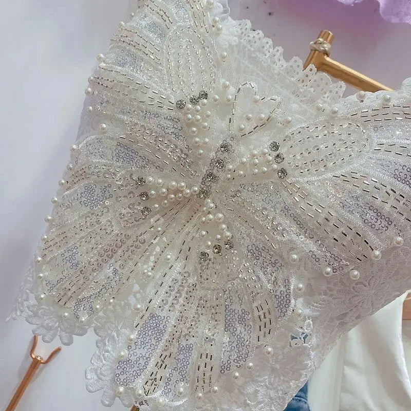 Women's Heavy Beaded Floral Lace Crop Tank Top