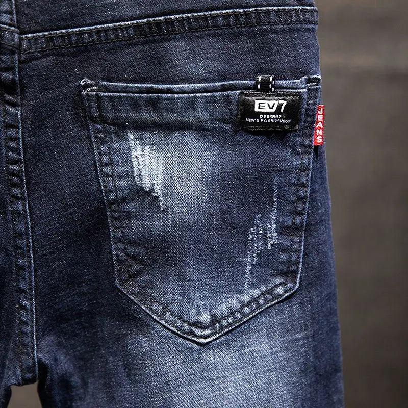 Men’s Ripped Slim Fit Straight Jeans
