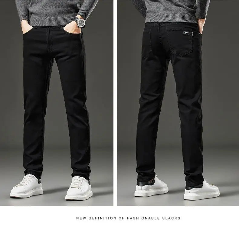 Men's Slim Straight Elastic Jeans