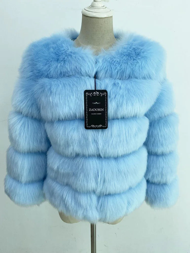 ZADORIN Women's Faux Fox Fur Winter Coat