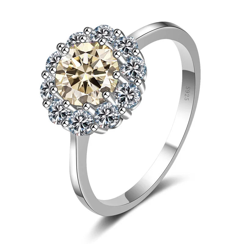 JoyceJelly 1ct 6.5mm Moissanite Flower Shape Engagement Ring D Color VVS Luxury Bridal Wedding Ring (Size 5–9)