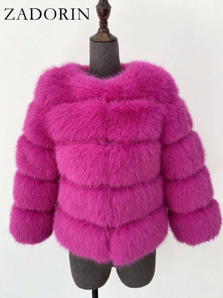 ZADORIN Women's Faux Fox Fur Winter Coat