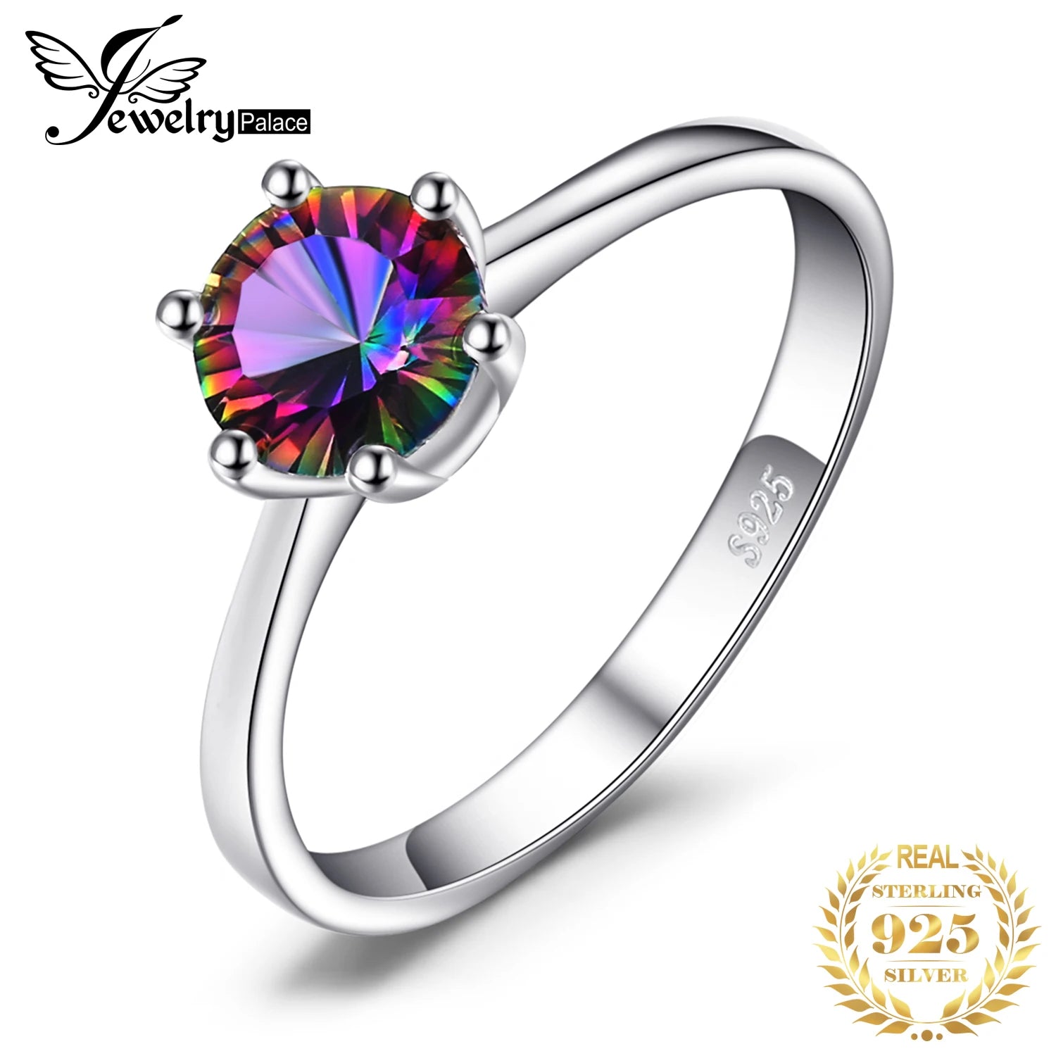 JewelryPalace Rainbow Mystic Quartz 925 Silver Ring