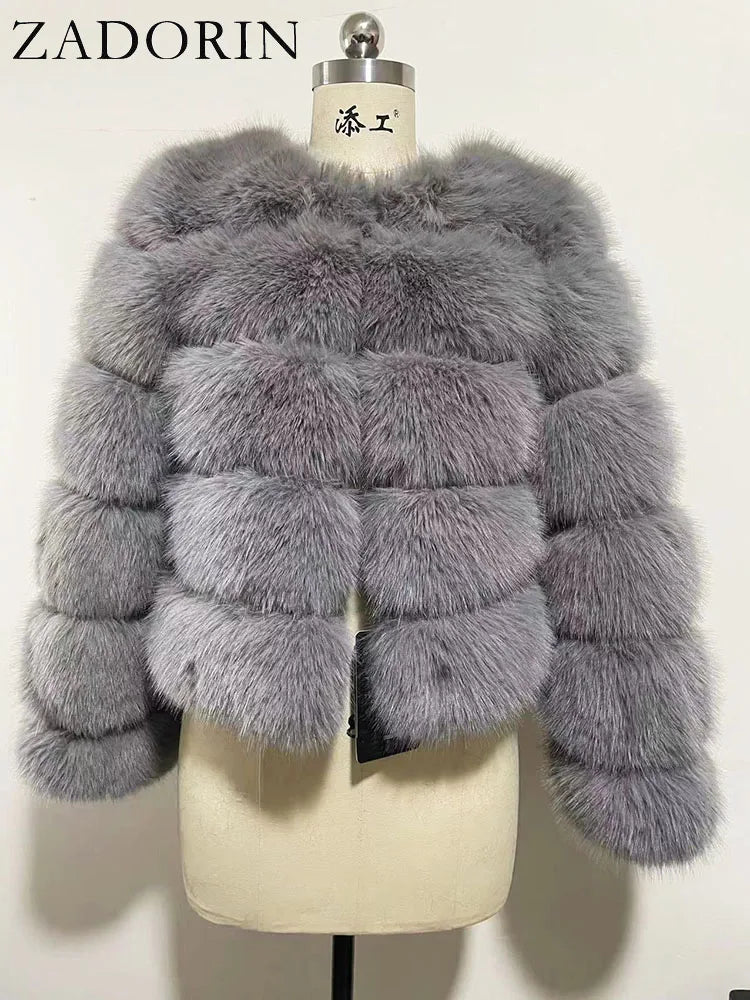 ZADORIN Women's Faux Fox Fur Winter Coat