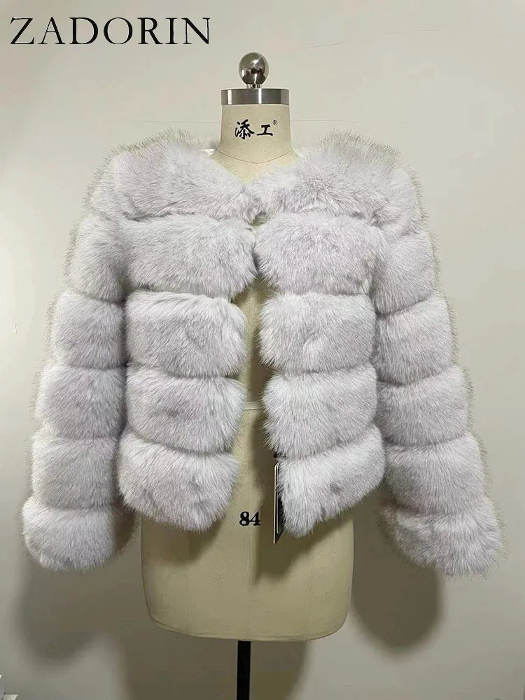 ZADORIN Women's Faux Fox Fur Winter Coat