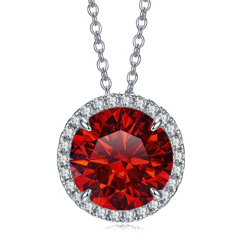 JoyceJelly 5CT Colorful Moissanite Sterling Silver Necklace