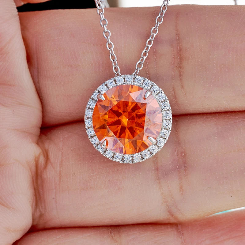 JoyceJelly 5CT Color Moissanite 925 Sterling Silver Necklace