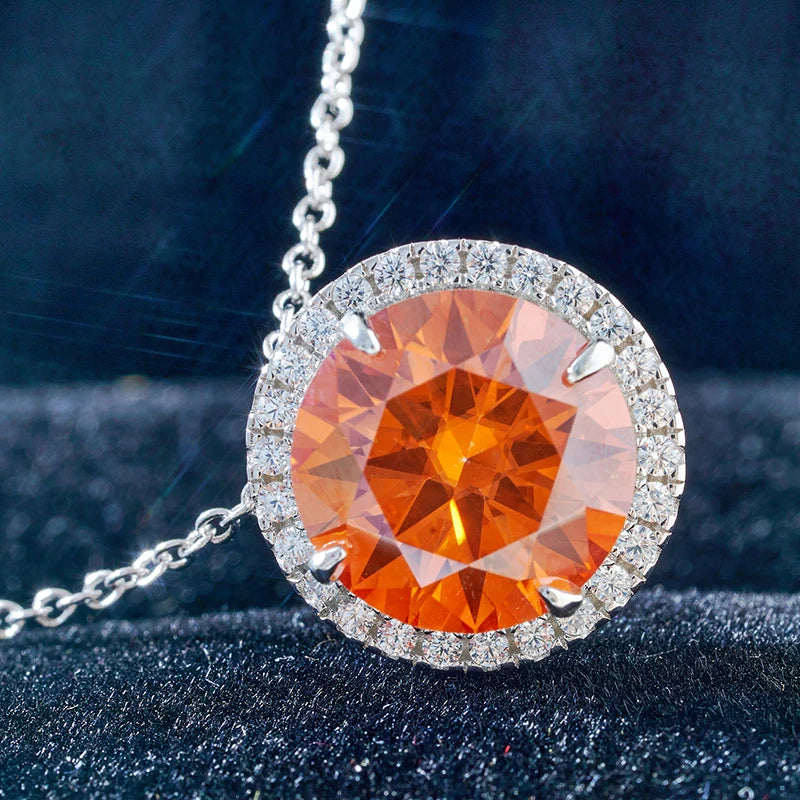 JoyceJelly 5CT Color Moissanite 925 Sterling Silver Necklace