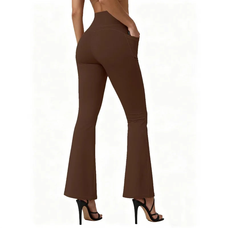 High-Waist Flared Yoga Leggings with Pockets