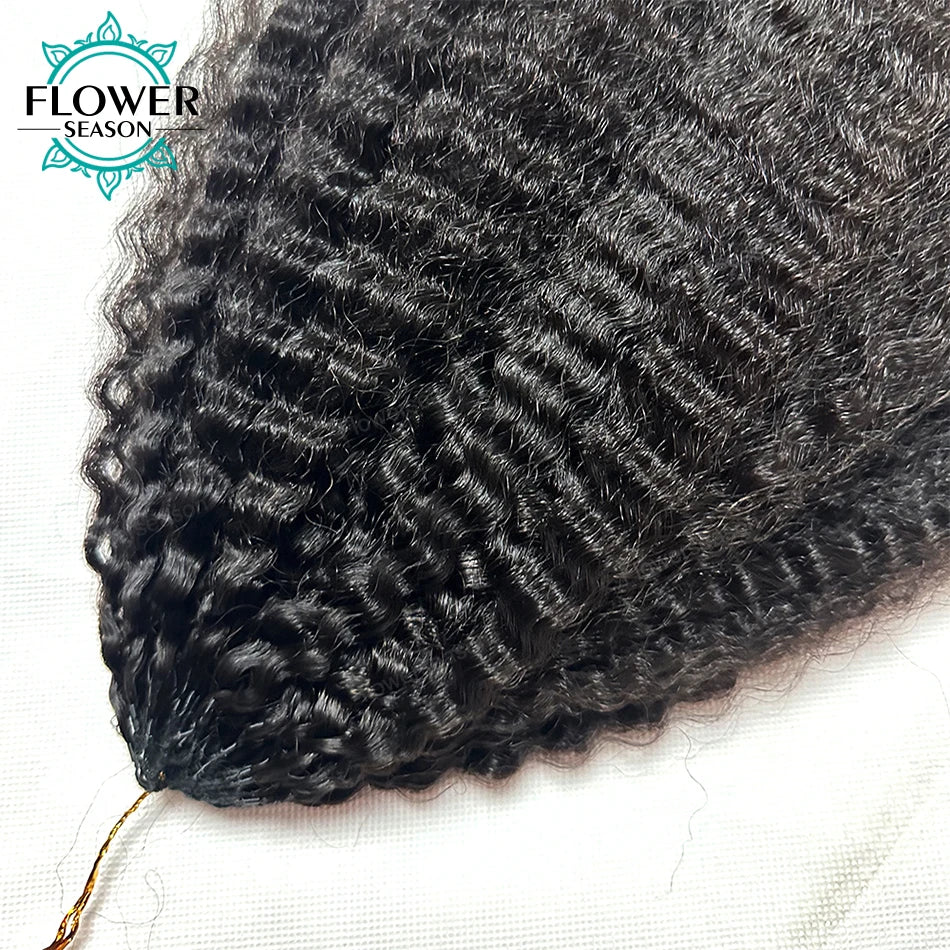 Kinky Straight Knotless Human Hair Crochet Extensions