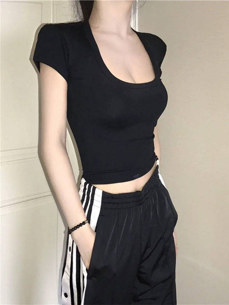 Women's U-Neck Slim Fit Crop Top
