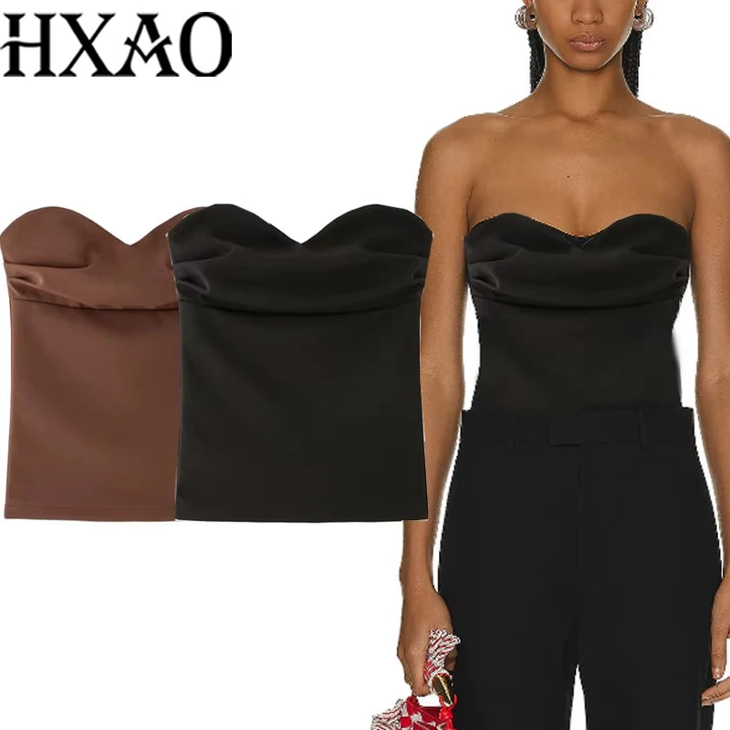 HXAO Strapless Corset Crop Top