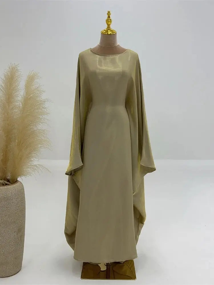 Women's Satin Batwing Sleeve Abaya Maxi Dress