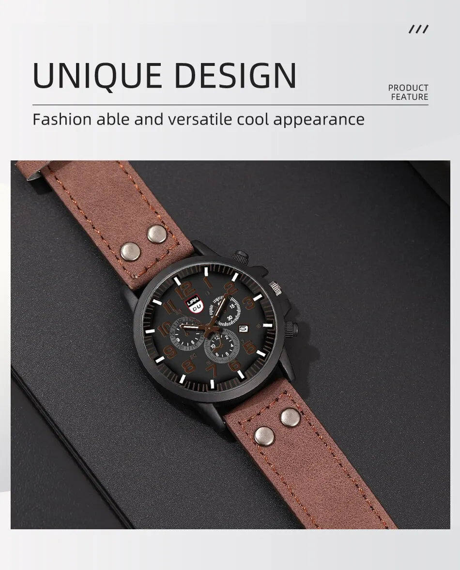 Reloj Hombre Fashion Mens Watches Luxury Men Casual Leather Quartz