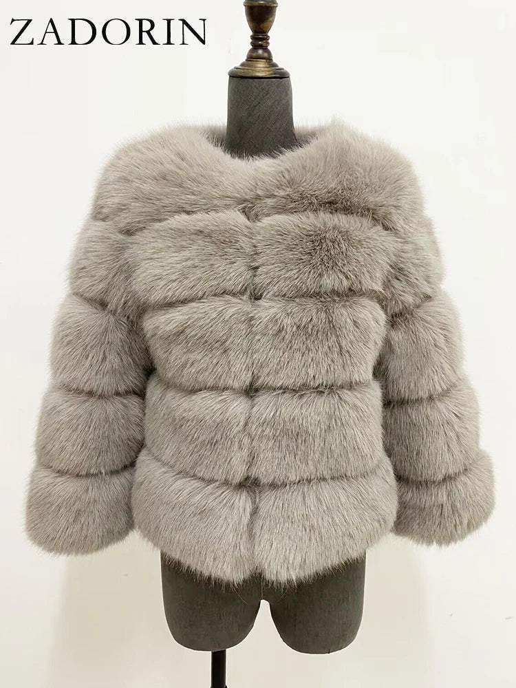 ZADORIN Women's Faux Fox Fur Winter Coat