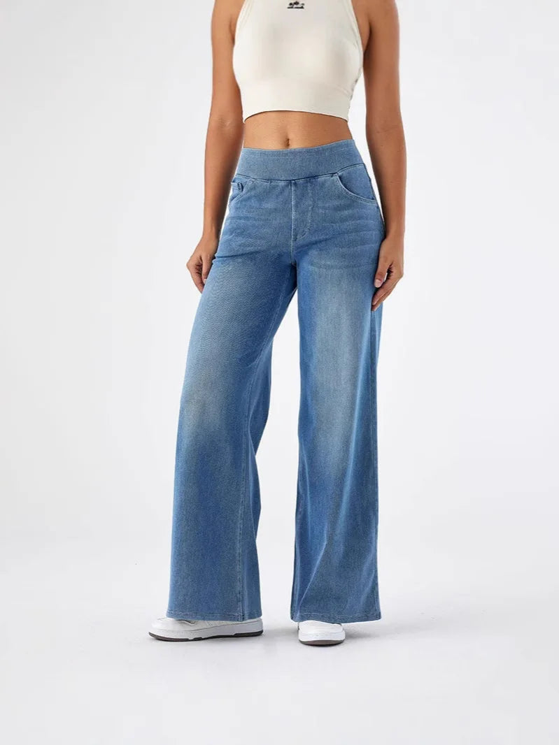 Women's Y2K Wide Leg Elastic Waist Jeans