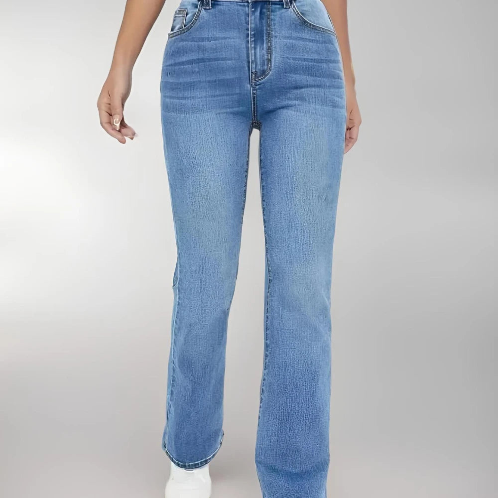 Women's High Waist Slim Fit Washed Jeans