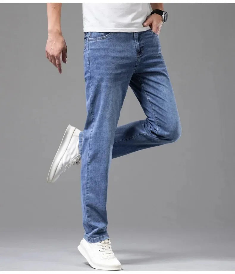 Men's Stretch Straight-Leg Gray Denim Jeans