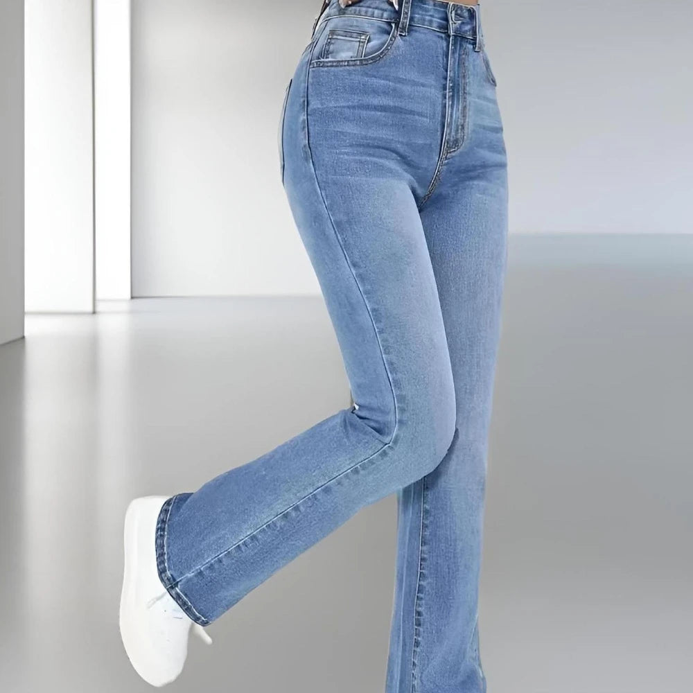 Women's High Waist Slim Fit Washed Jeans
