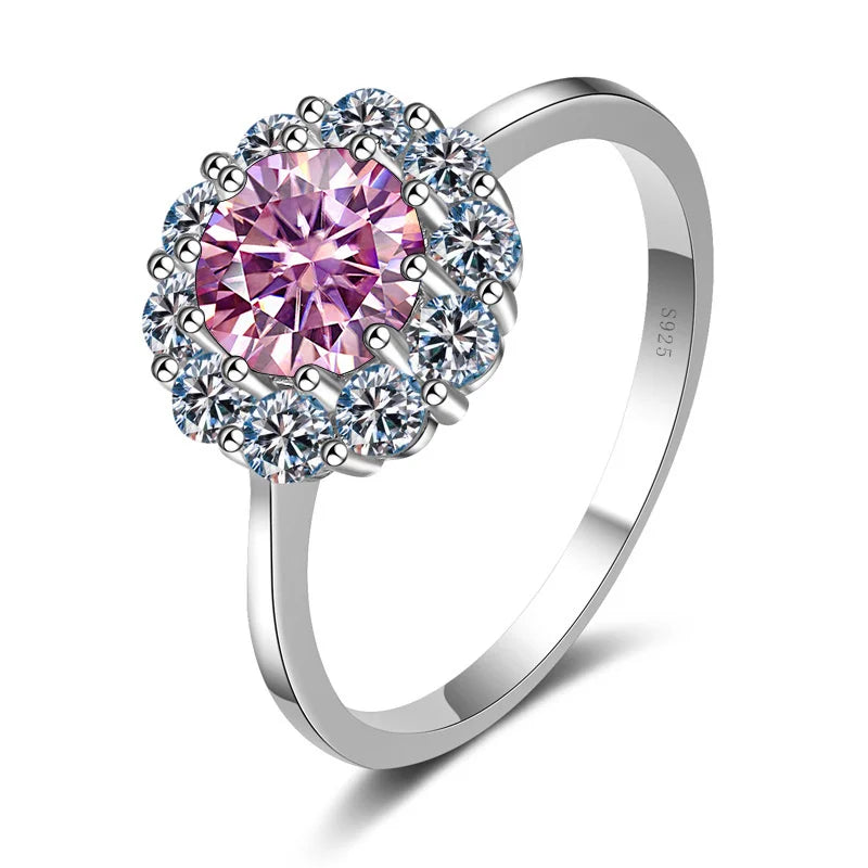 JoyceJelly 1ct 6.5mm Moissanite Flower Shape Engagement Ring D Color VVS Luxury Bridal Wedding Ring (Size 5–9)