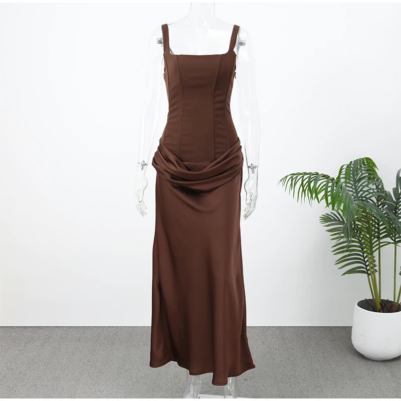 Women's Elegant Pleated Sling Party Dress