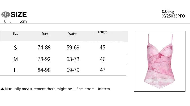 Women's Floral Print Y2K Spaghetti Strap Crop Top – Sexy Chiffon Cami
