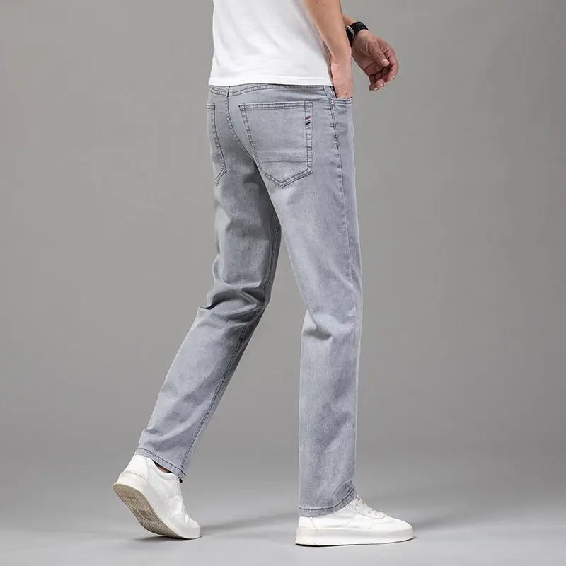 Men's Stretch Straight-Leg Gray Denim Jeans