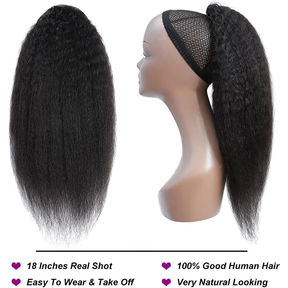 100% Human Hair Kinky Straight Ponytail Extension
