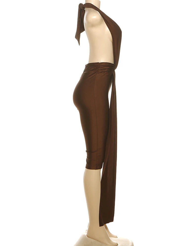 Women's Patchwork Halter Backless Romper