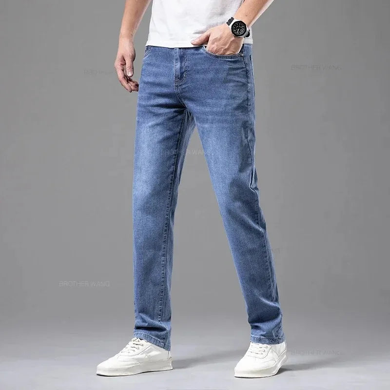 Men's Stretch Straight-Leg Gray Denim Jeans