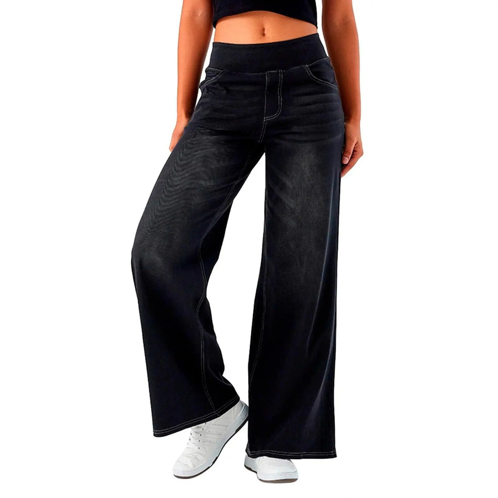 Women's Y2K Wide Leg Elastic Waist Jeans