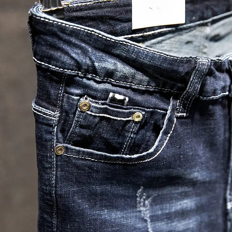 Men’s Ripped Slim Fit Straight Jeans