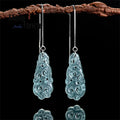 Elegant S925 Silver Natural Ice Jade Drop Earrings
