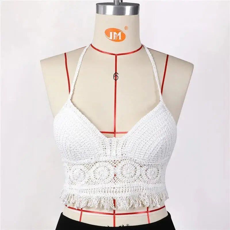 Women's Crochet Corset Tank Top with Built-In Pads