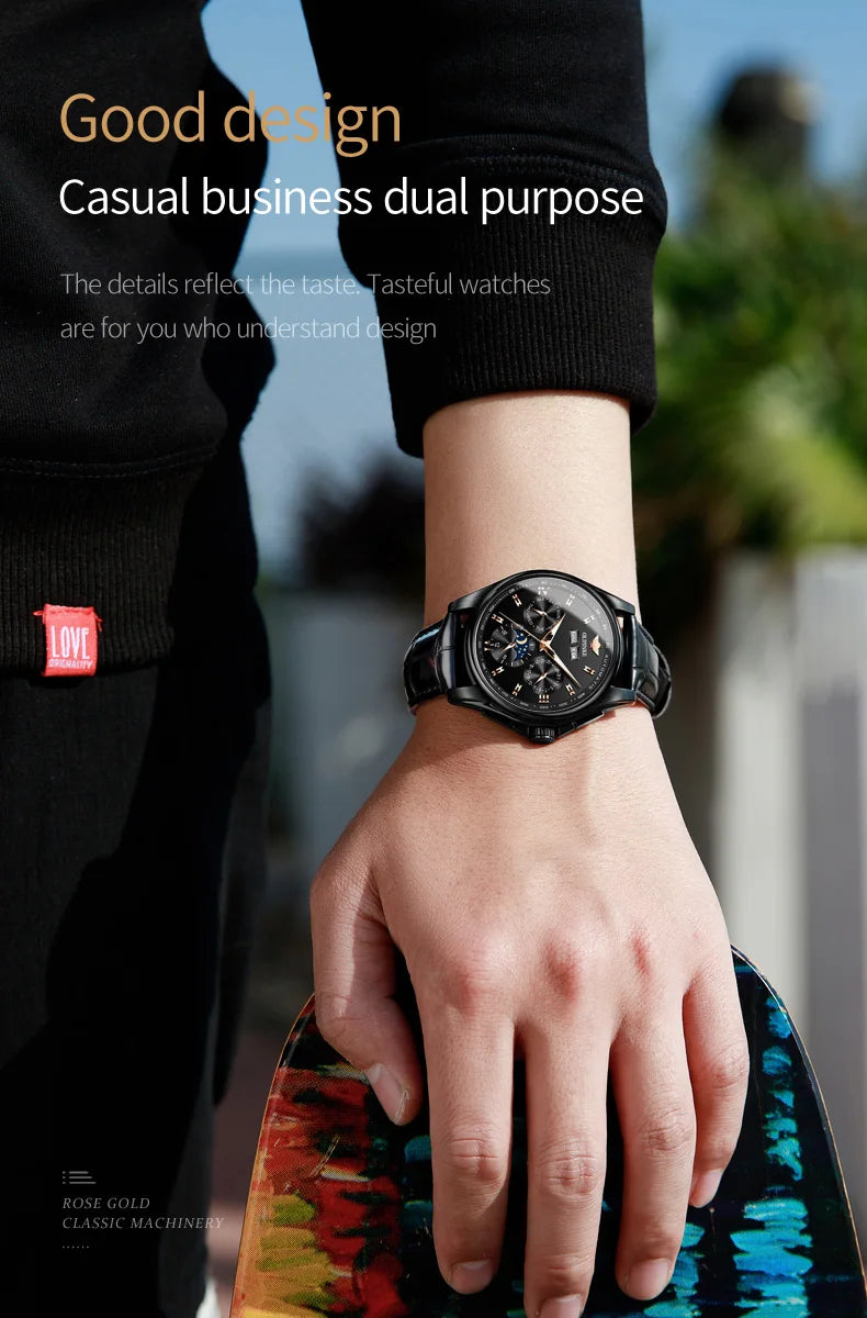 OUPINKE Luxury Automatic Moon Watch