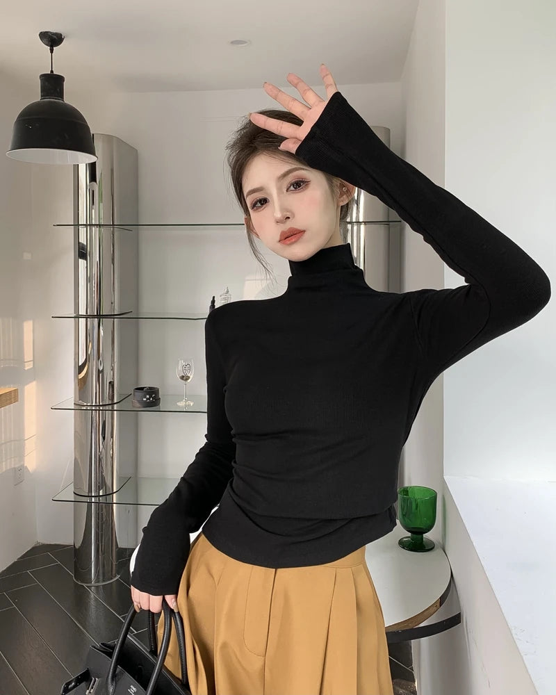 Women’s High Collar Fleece Base Layer Top