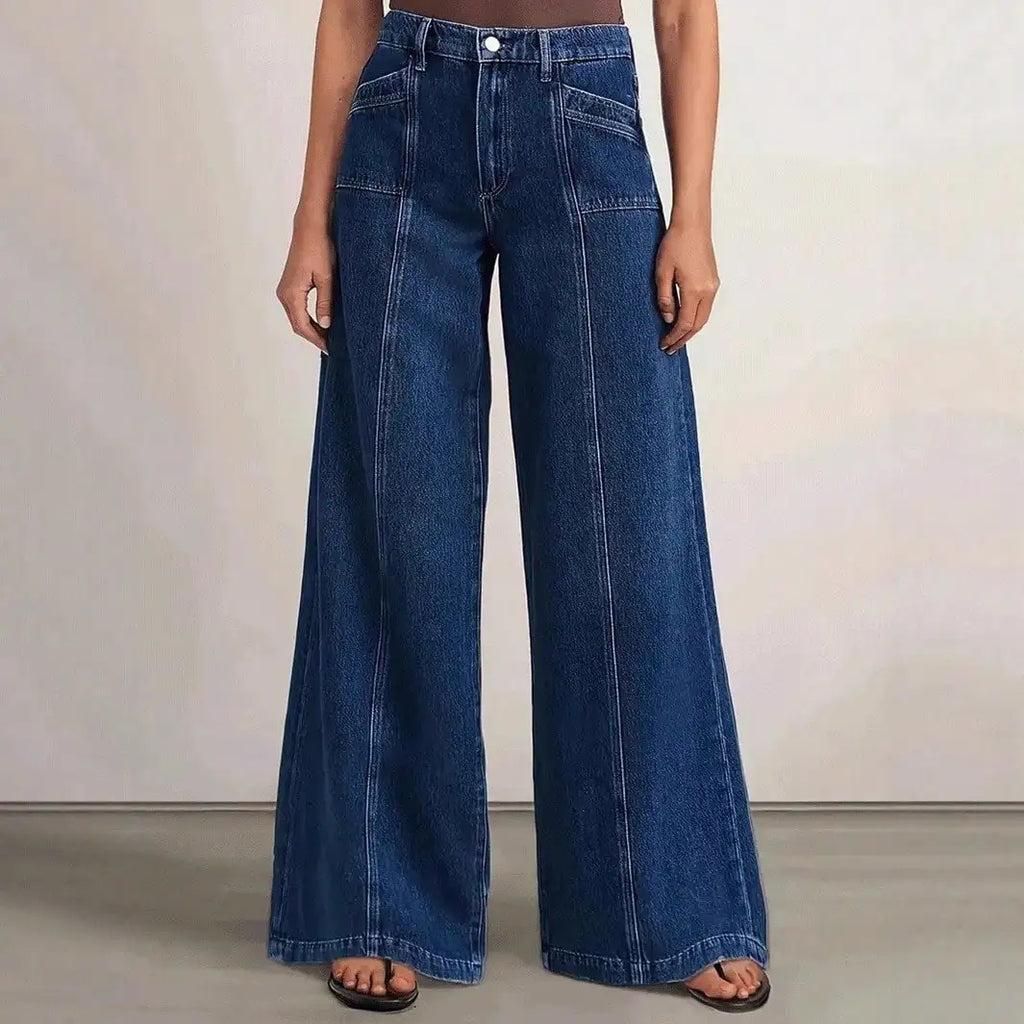 Women’s Deep Blue Wide Leg Denim Jeans