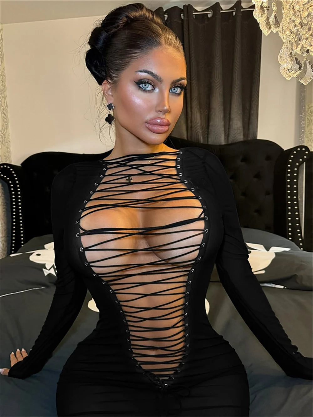 Weird Puss Shirred Body-con Mini Dress