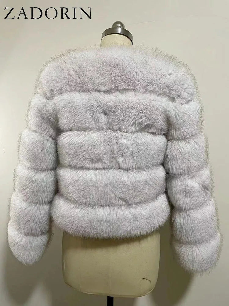 ZADORIN Women's Faux Fox Fur Winter Coat