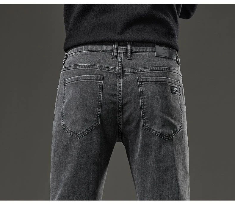 Men's Slim Straight Elastic Jeans