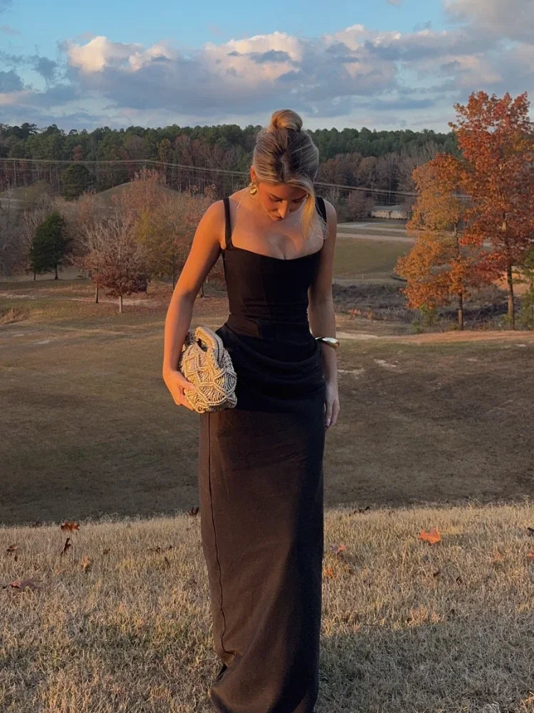 Women's Elegant Pleated Sling Party Dress