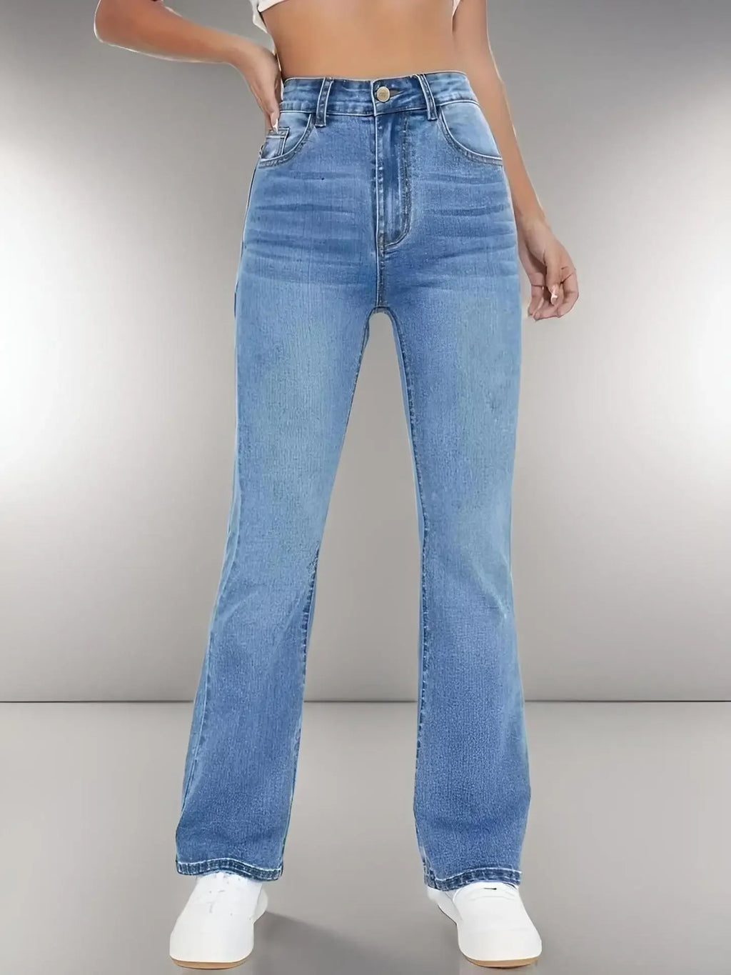 Women's High Waist Slim Fit Washed Jeans