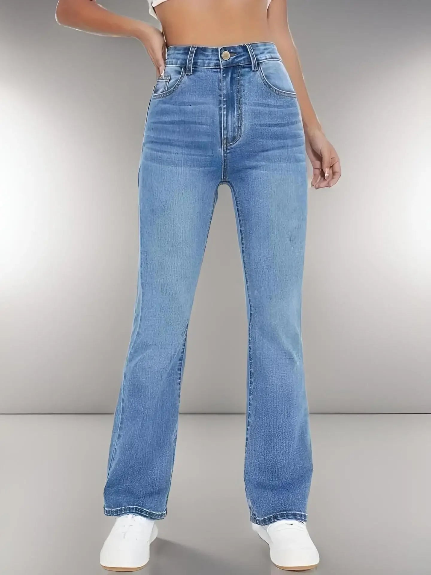 Women's High Waist Slim Fit Washed Jeans