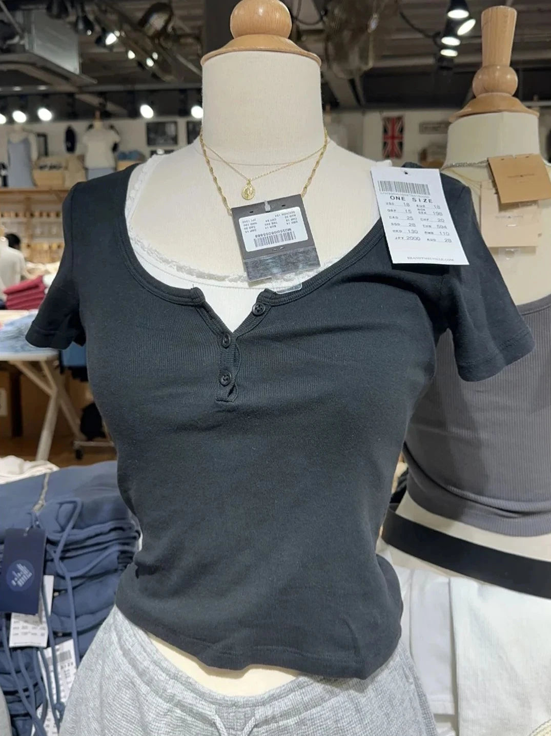 Women's Y2K Striped Button Crop Top