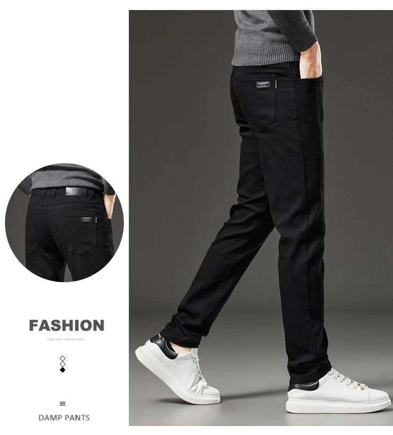 Men's Slim Straight Elastic Jeans