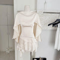 TWOTWINSTYLE Strapless Ruffle Patchwork Dress