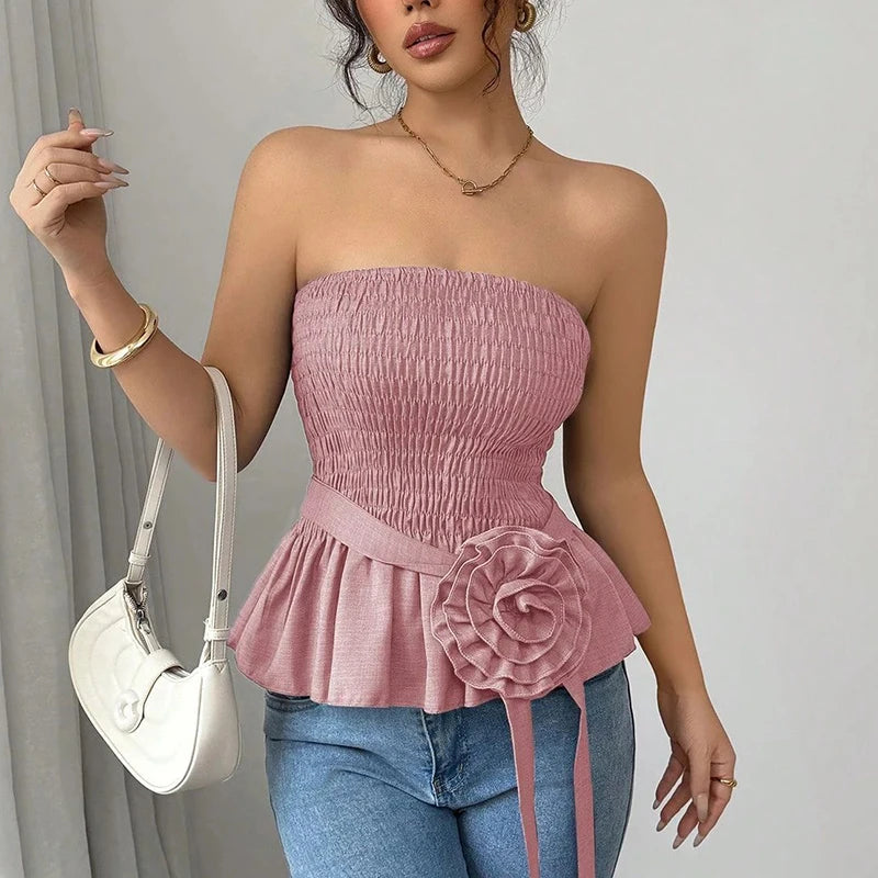 Women's Elegant Strapless Knitted Tube Top