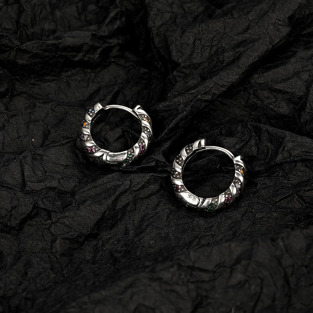 925 Sterling Silver Rainbow Zircon Ring & Earrings Set