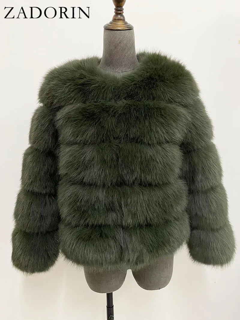 ZADORIN Women's Faux Fox Fur Winter Coat